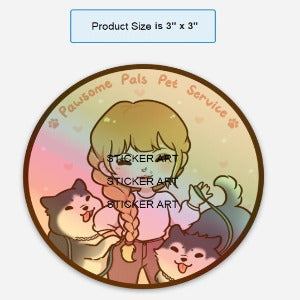 pawsomepalspetserviceholographicsticker