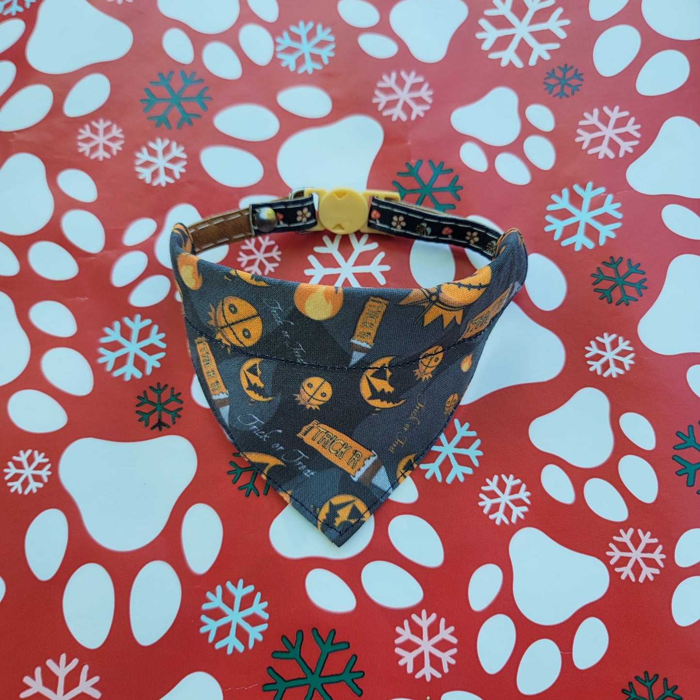 Trick r Treat Extra Small Pet Bandana (Over the Collar) // Halloween Cat Bandana // Gift for Pets