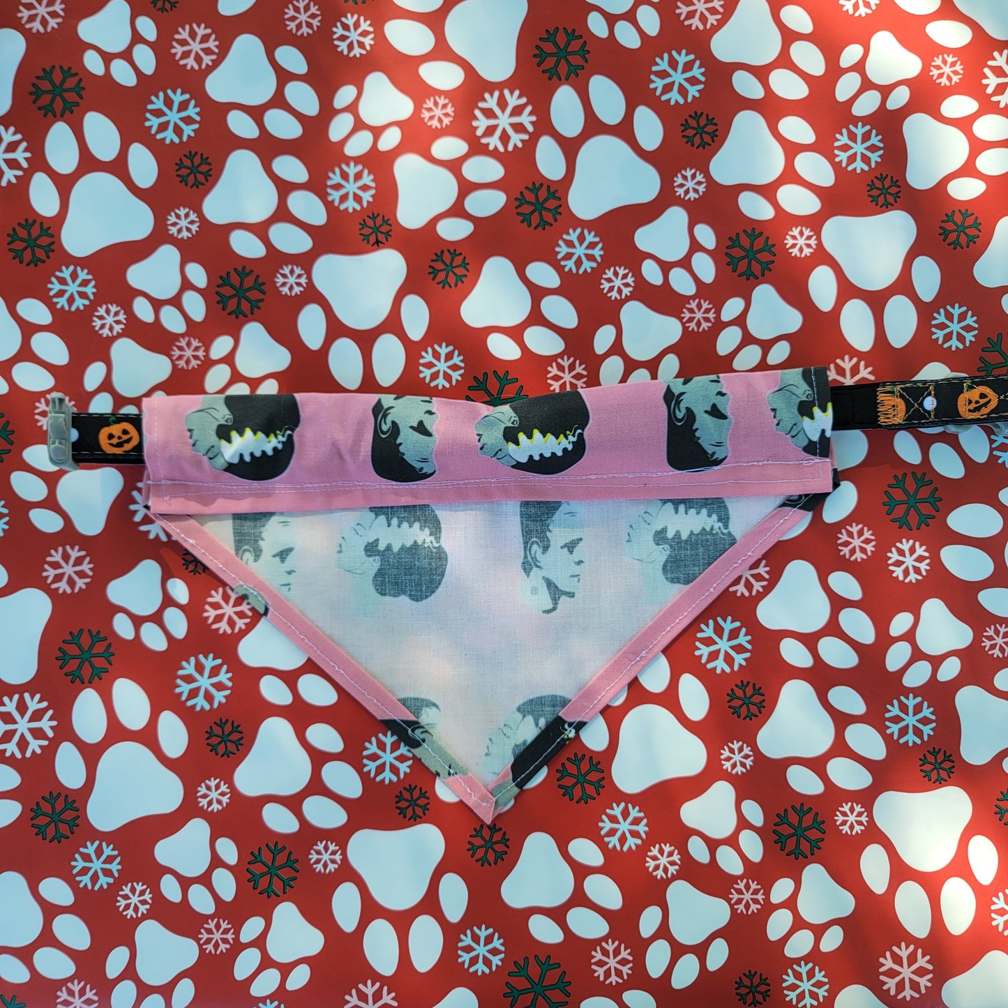 Meet the Frankensteins' Pink Medium Dog Bandana (Over the Collar) // Halloween Cat Bandana // Gift for Pets