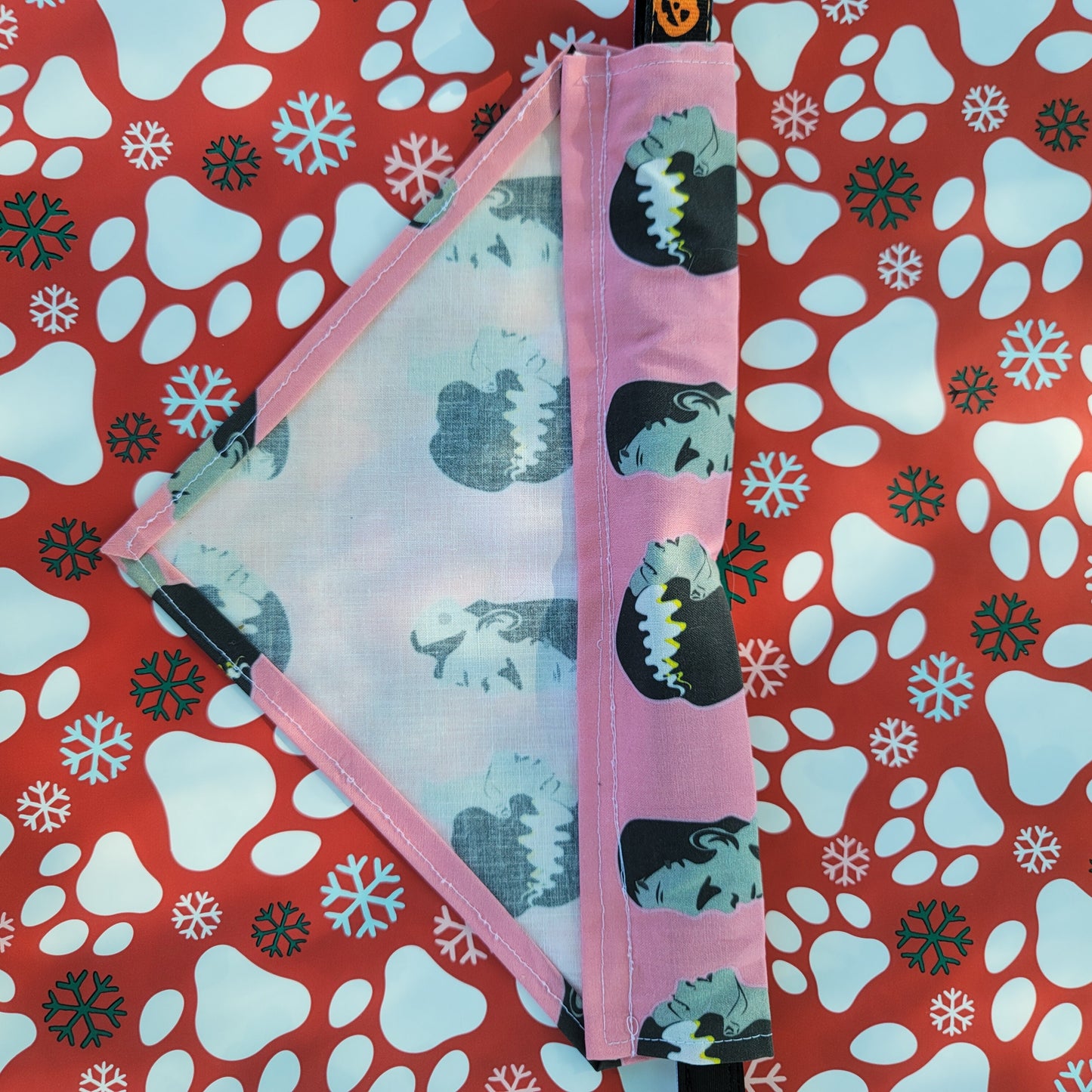 Meet the Frankensteins' Pink Medium Dog Bandana (Over the Collar) // Halloween Cat Bandana // Gift for Pets