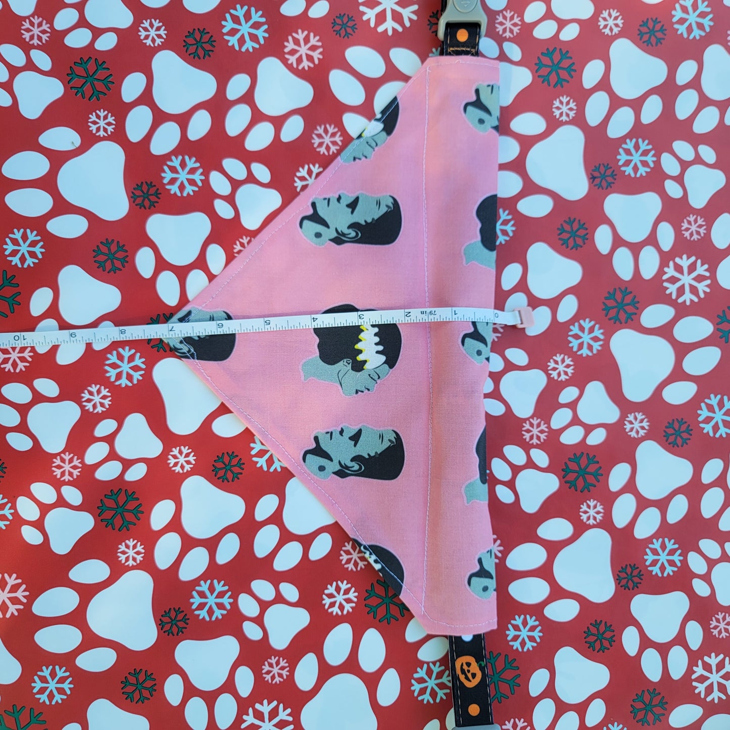 Mr. & Mrs. Frankenstein Pink Medium Dog Bandana (Over the Collar) // Halloween Cat Bandana // Gift for Pets