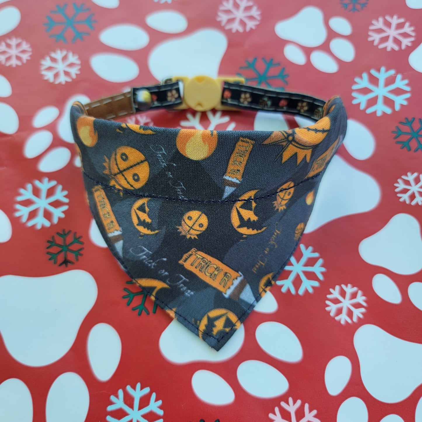 Trick r Treat Extra Small Pet Bandana (Over the Collar) // Halloween Cat Bandana // Gift for Pets