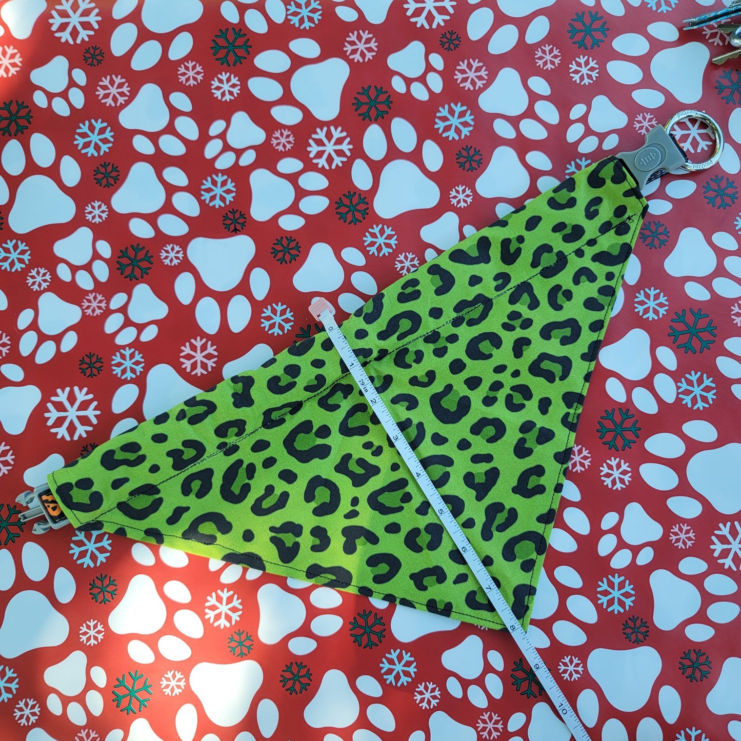 Green Cheetah Print Medium Dog Bandana (Over the Collar) // Halloween Cat Bandana // Gift for Pets