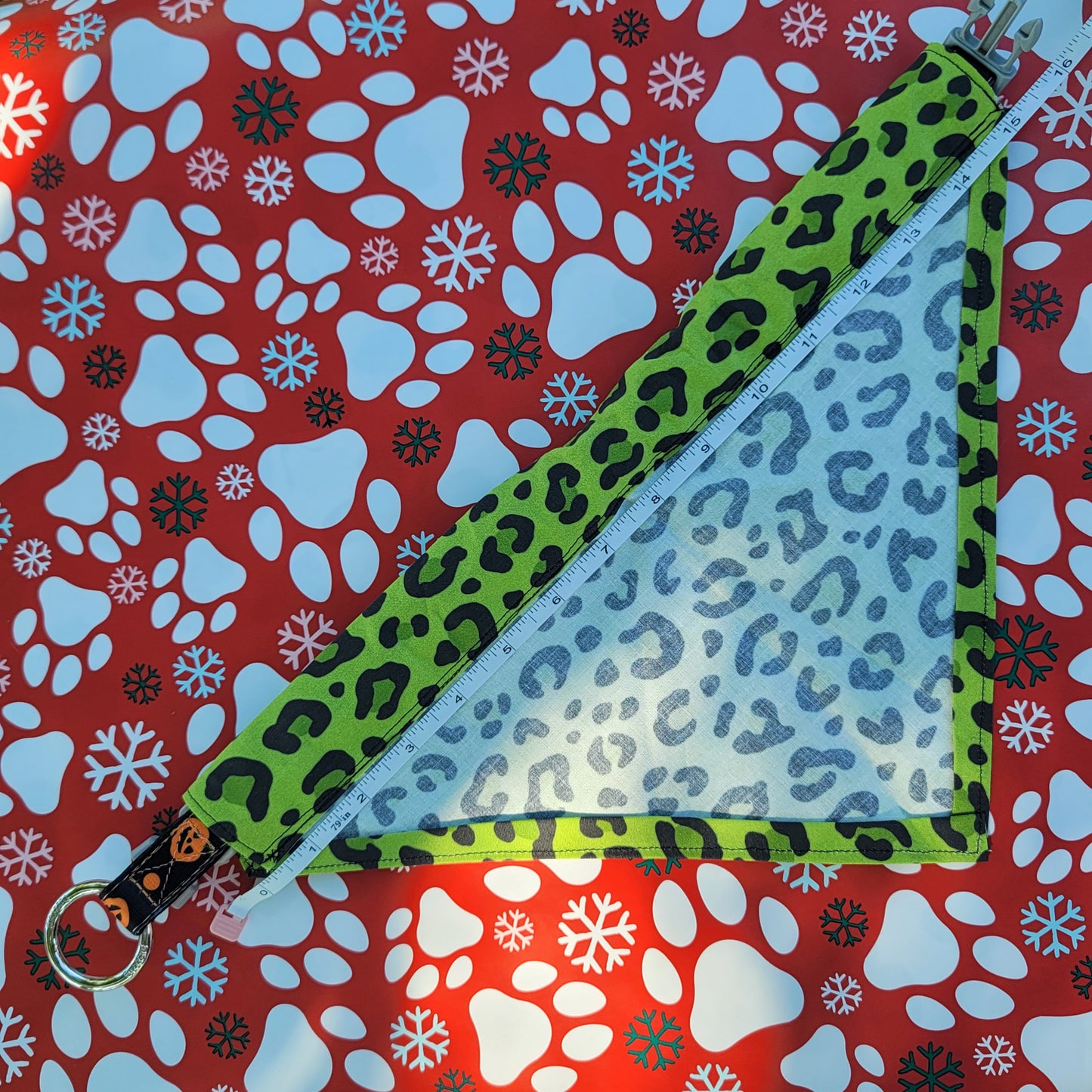 Green Cheetah Print Medium Dog Bandana (Over the Collar) // Halloween Cat Bandana // Gift for Pets