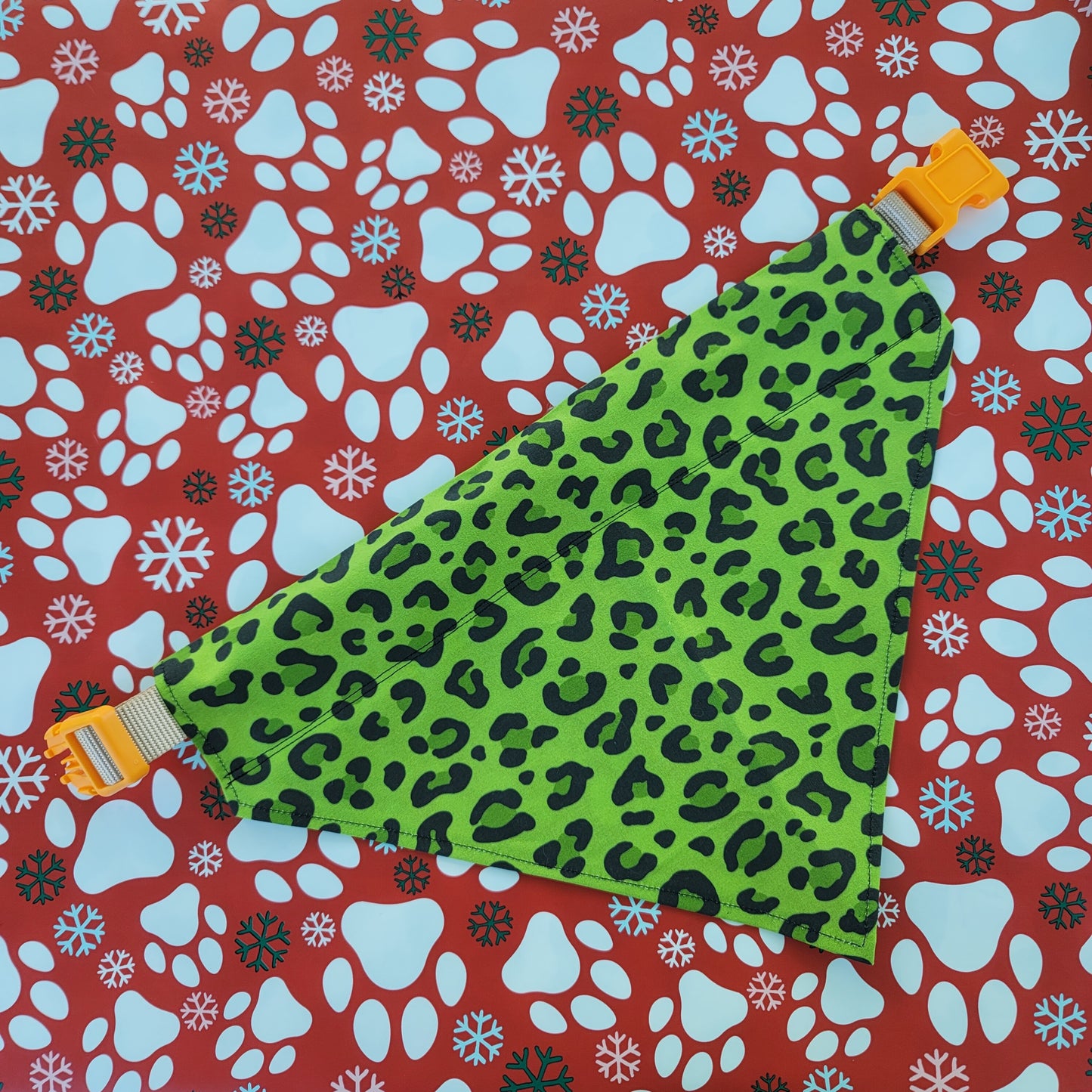 Green Cheetah Print Extra Large Dog Bandana (Over the Collar) // Halloween Cat Bandana // Gift for Pets