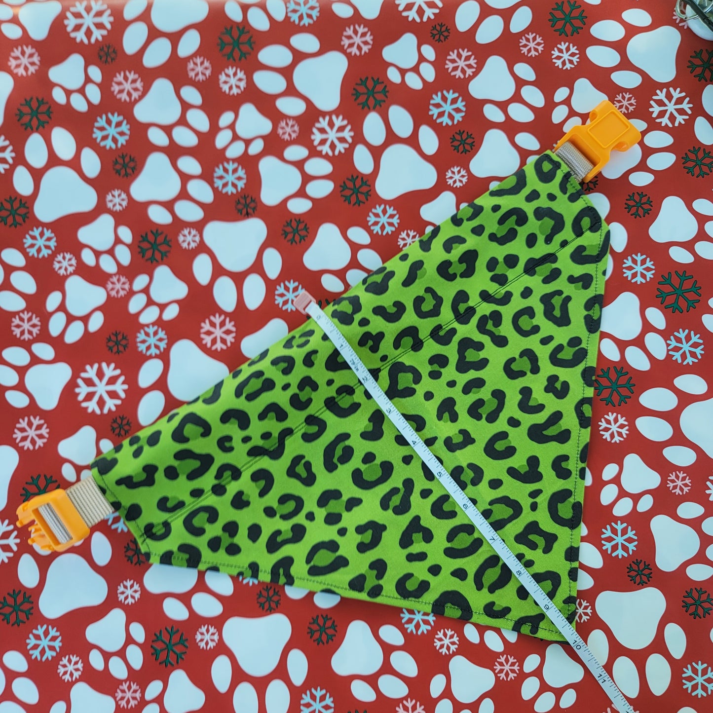 Green Cheetah Print Extra Large Dog Bandana (Over the Collar) // Halloween Cat Bandana // Gift for Pets