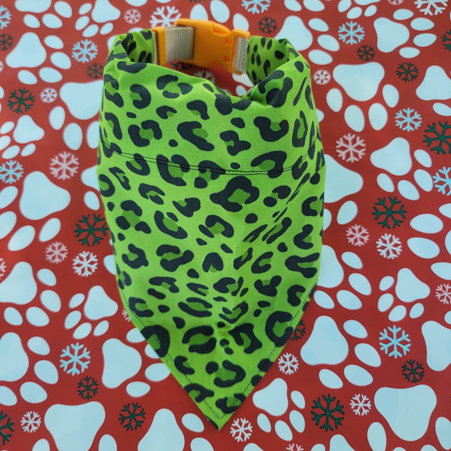 Green Cheetah Print Extra Large Dog Bandana (Over the Collar) // Halloween Cat Bandana // Gift for Pets