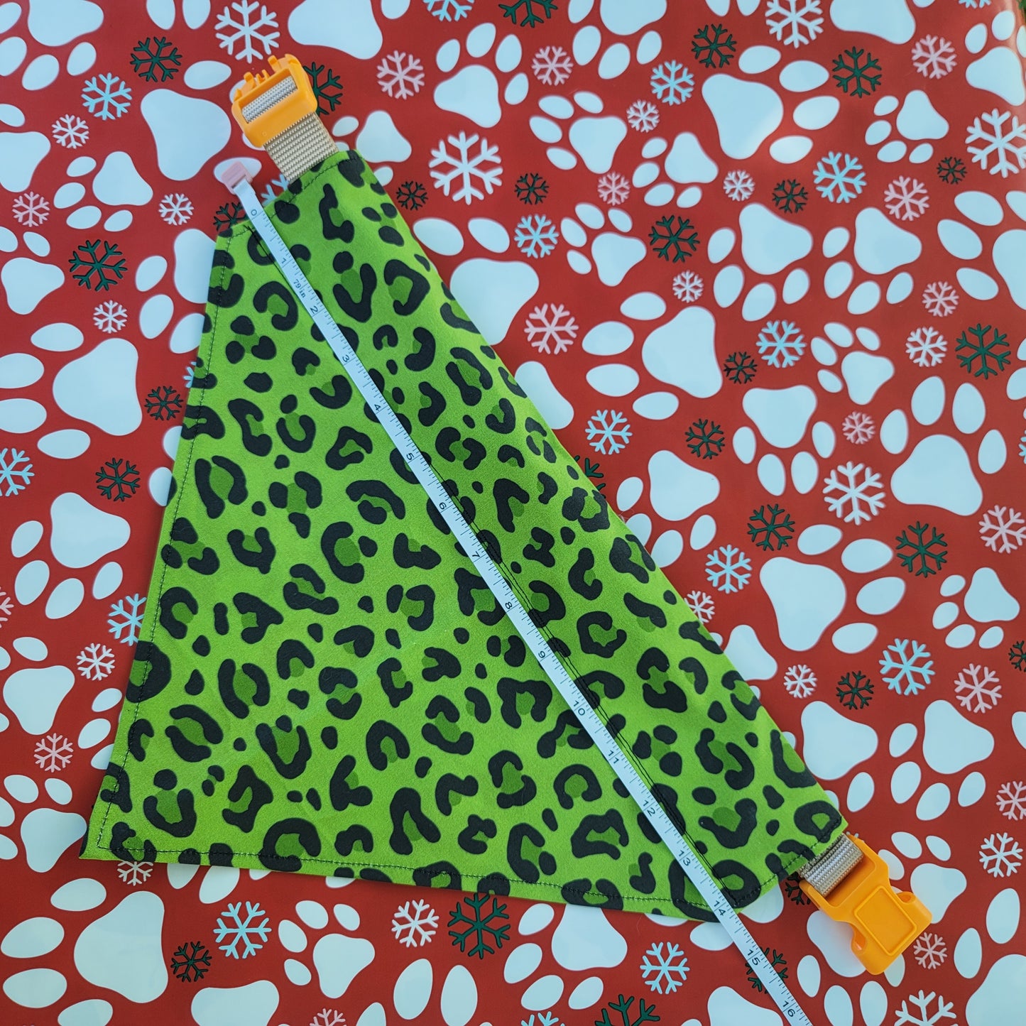 Green Cheetah Print Extra Large Dog Bandana (Over the Collar) // Halloween Cat Bandana // Gift for Pets